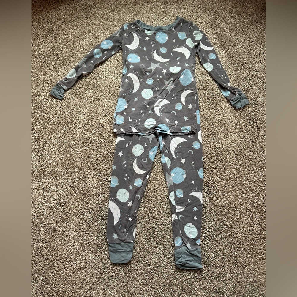 Little Sleepies Gray and Blue Pajama Set with Celestial Print